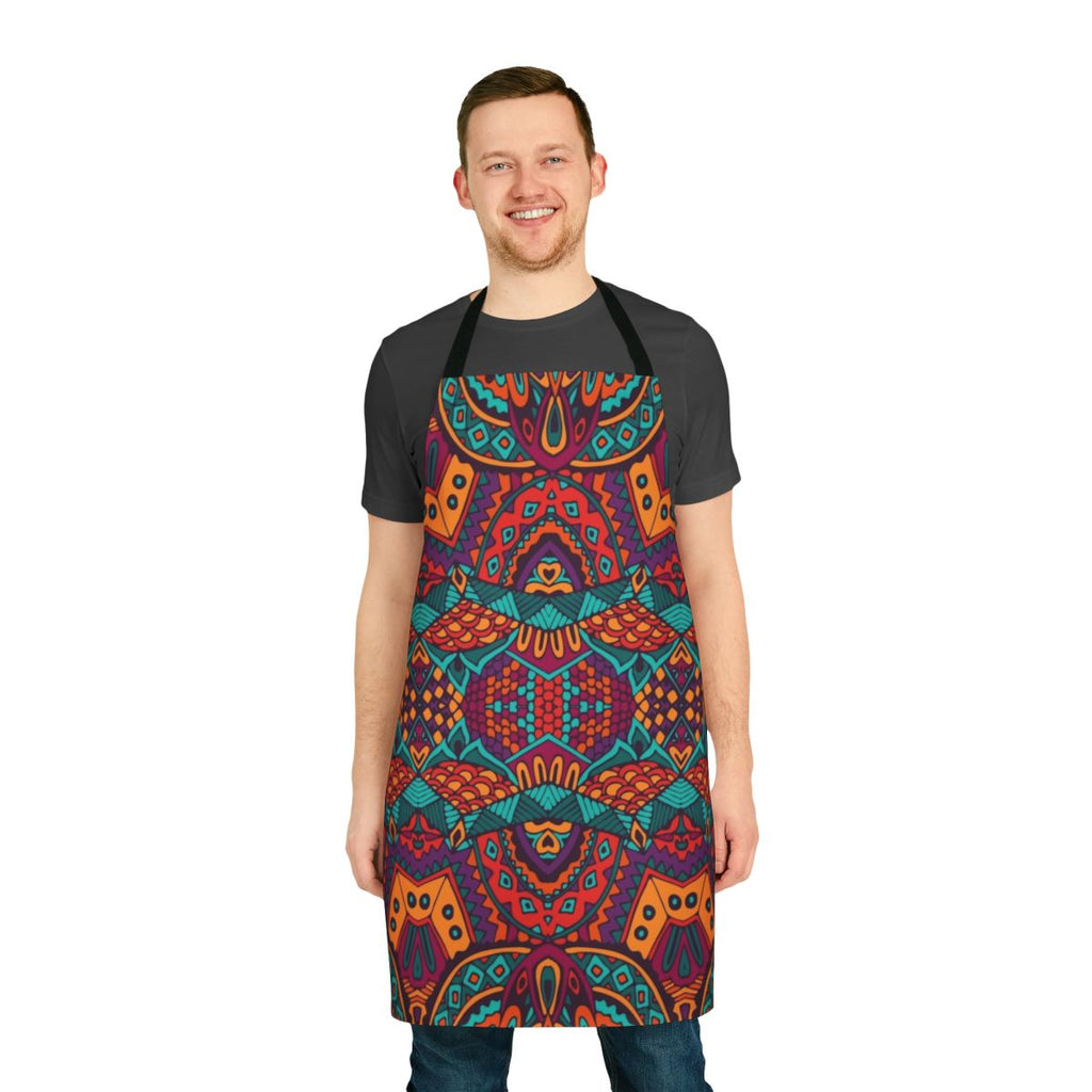 Colorful tribal vintage apron with intricate ethnic pattern design