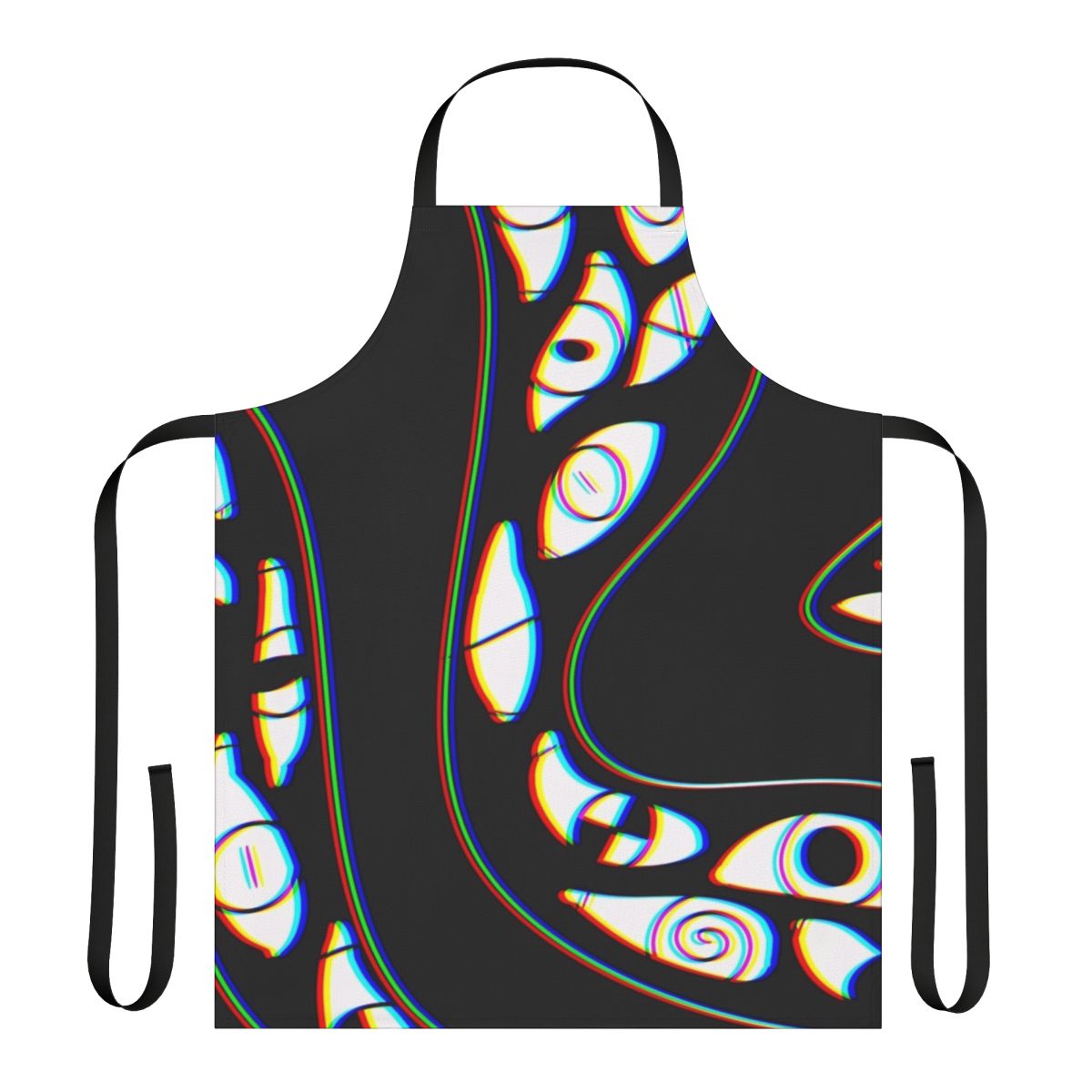 Psychedelic, colorful apron with abstract, trippy eye design