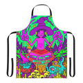 Vibrant, colorful apron featuring abstract, trippy artwork inspired by the Netflix animated series Midnight Gospel