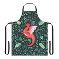 Tropical dragon-themed apron with lush floral and foliage patterns