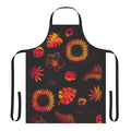 Colorful tropical flowers and leaves printed on a high-quality apron
