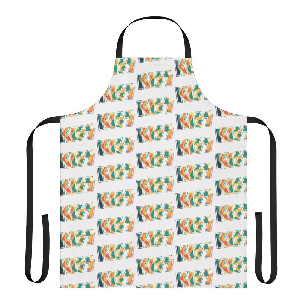 Tropical tie-dye apron featuring the KISS the Band logo