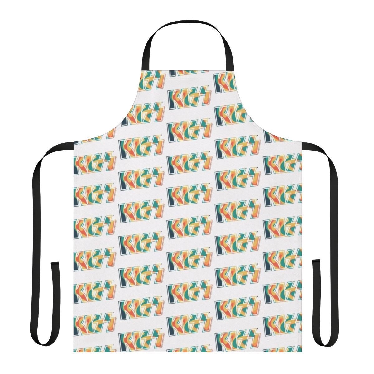Tropical tie-dye apron featuring the KISS the Band logo
