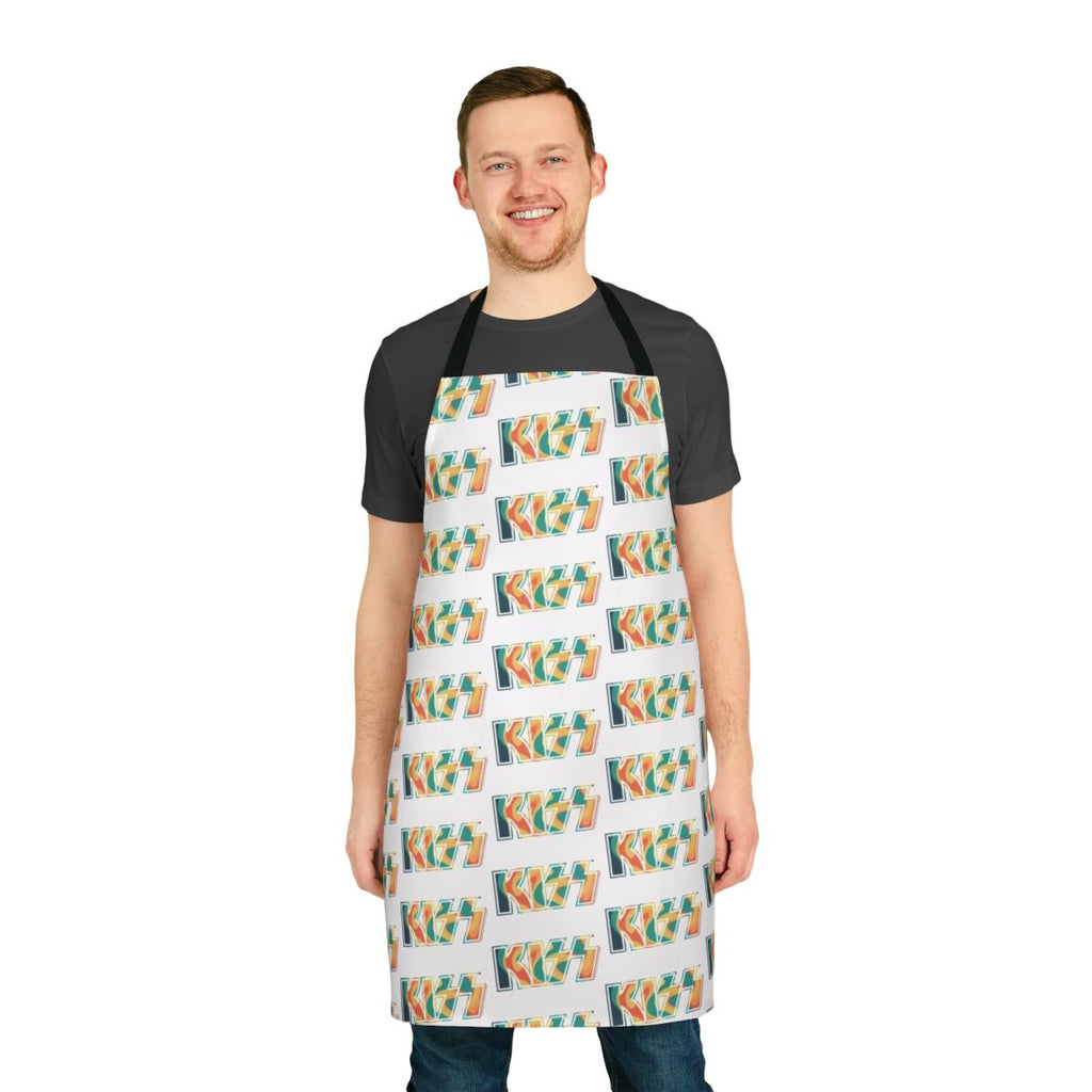 Tropical tie-dye apron featuring the KISS the Band logo