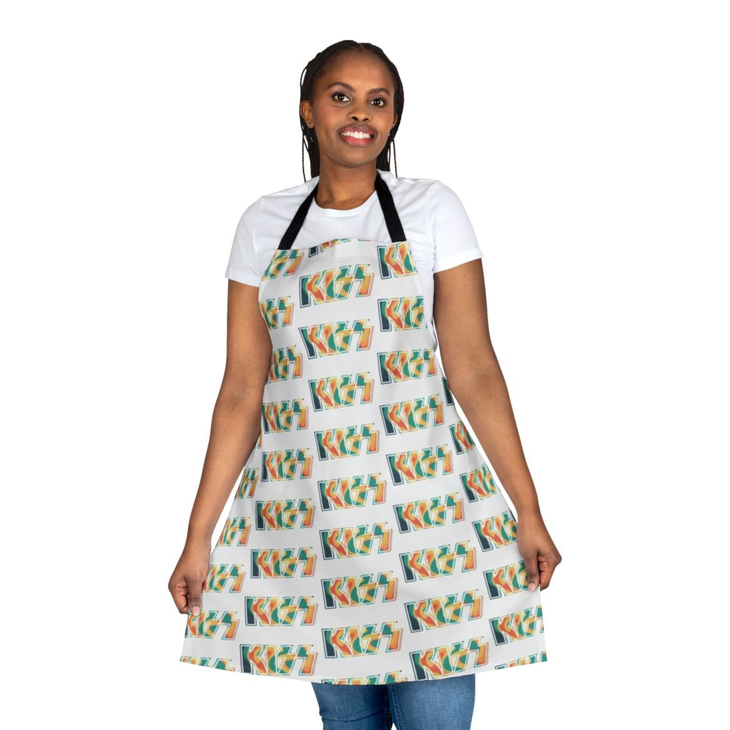 Tropical tie-dye apron featuring the KISS the Band logo