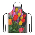 Colorful tulip floral arrangement printed on an apron