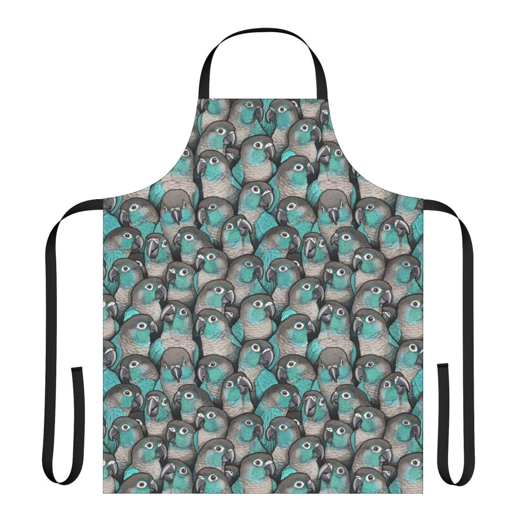 Turquoise green cheeked conure-patterned apron