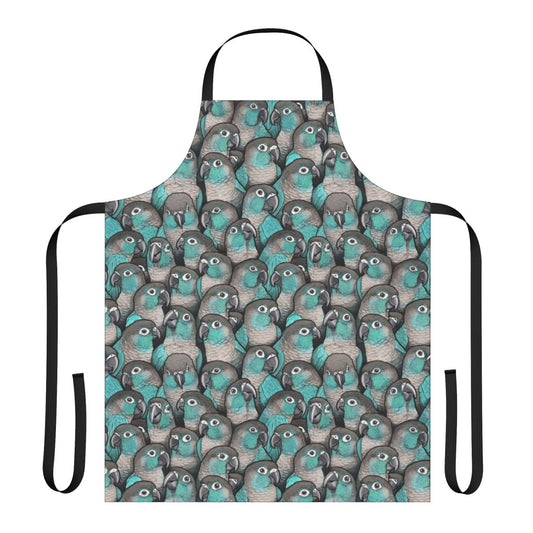 Turquoise green cheeked conure-patterned apron