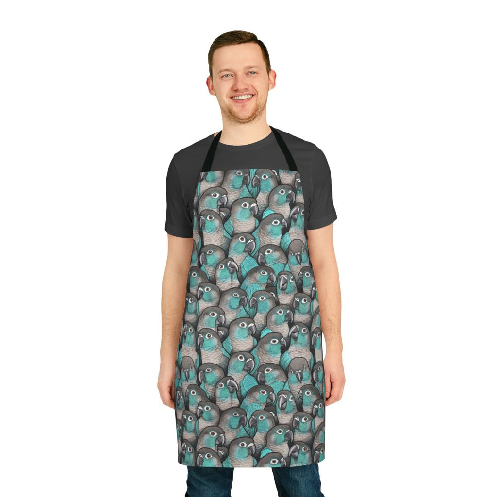 Turquoise green cheeked conure-patterned apron