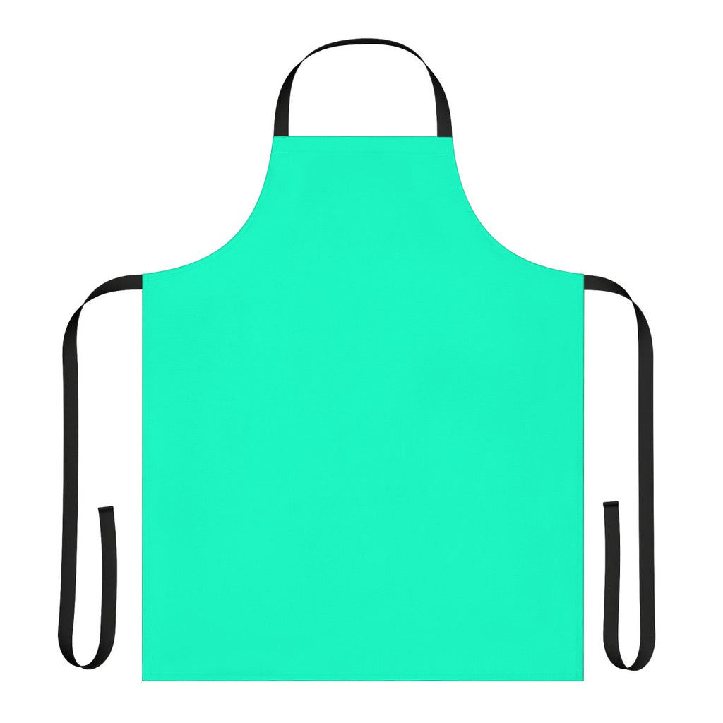 Bright turquoise and neon colored apron with a modern, graphic design