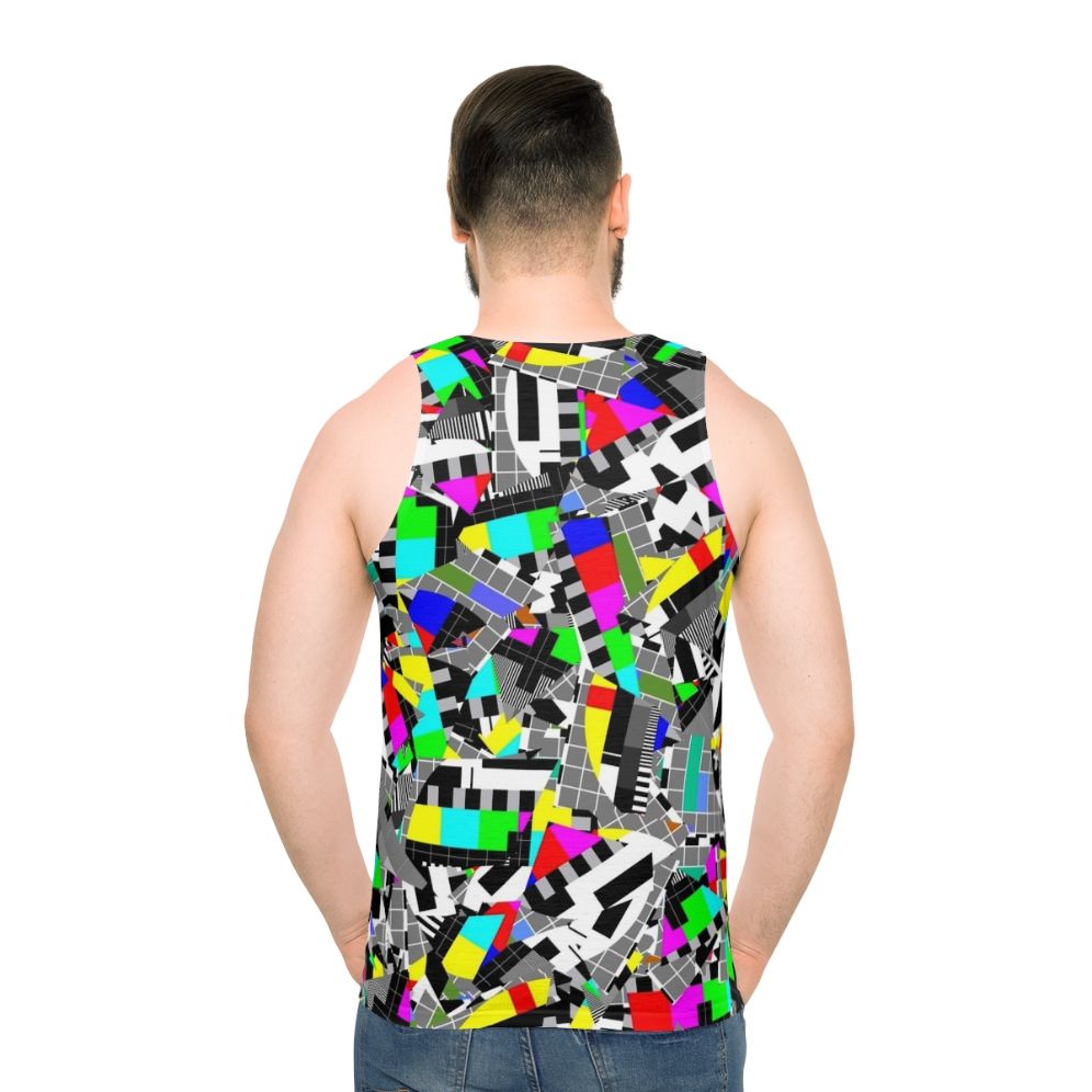 Unisex tank top with vibrant TV test pattern design