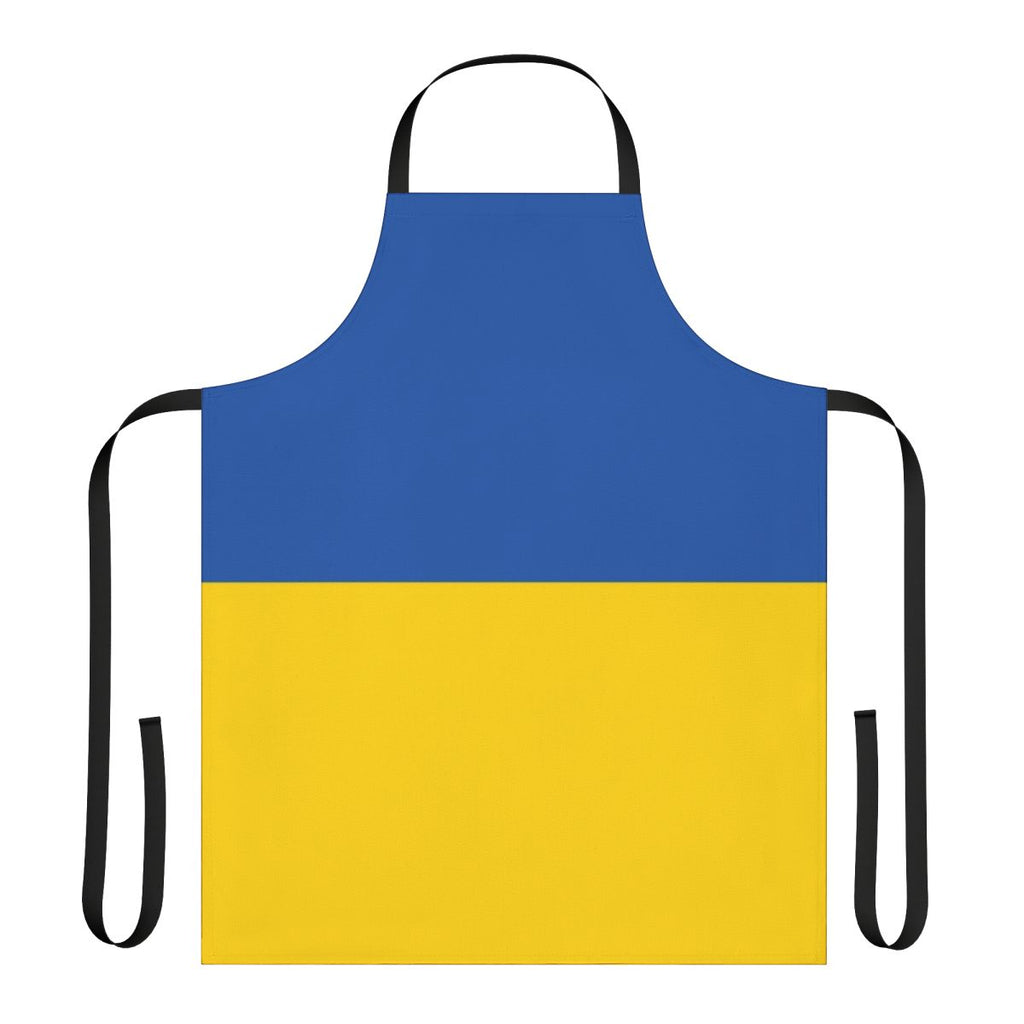 A durable apron featuring the striking blue and yellow colors of the Ukrainian flag.