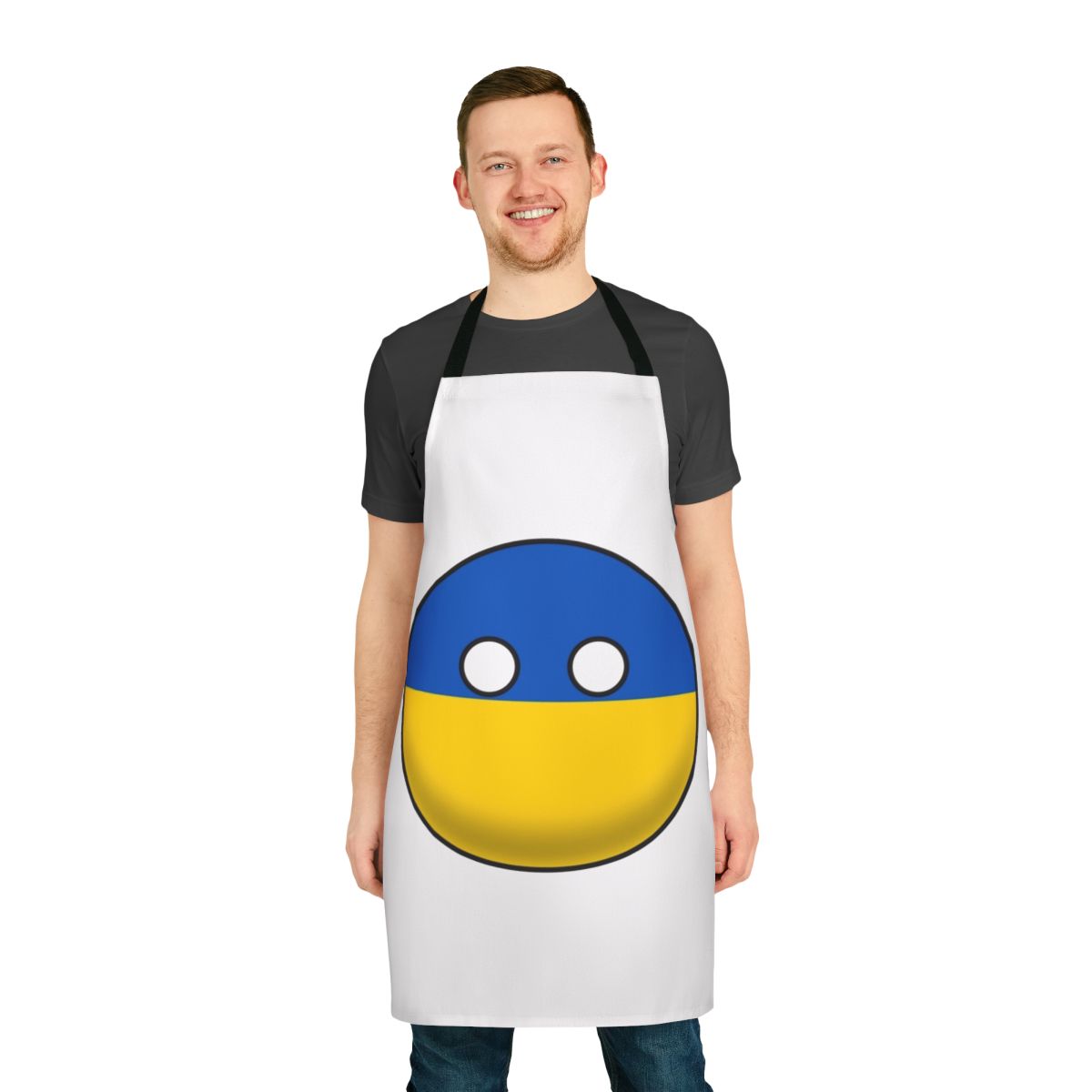 Colorful apron featuring the Ukrainian countryball design