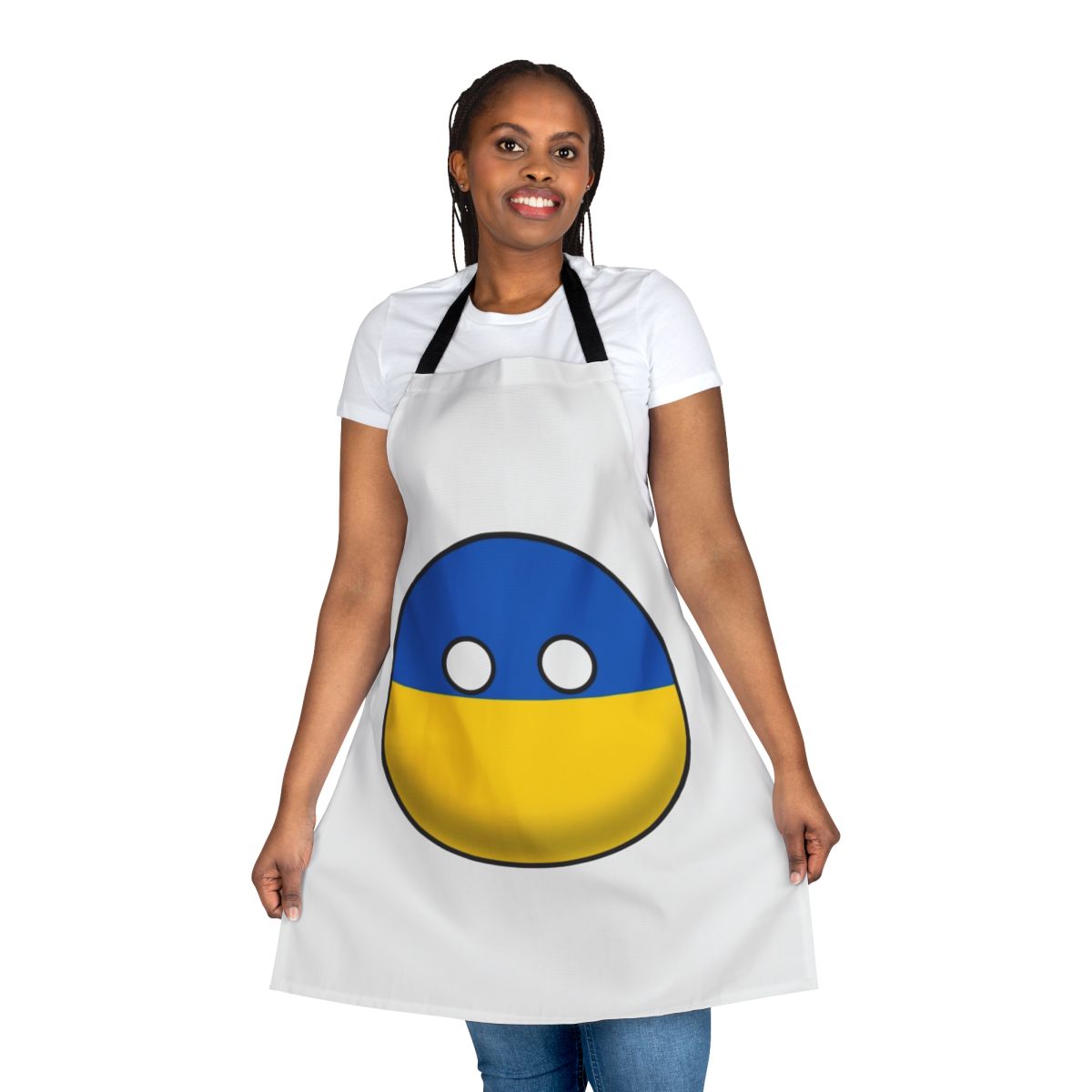 Colorful apron featuring the Ukrainian countryball design