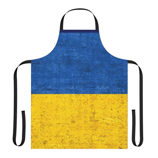 Apron featuring the blue and yellow flag of Ukraine, a symbol of Ukrainian patriotism and solidarity.