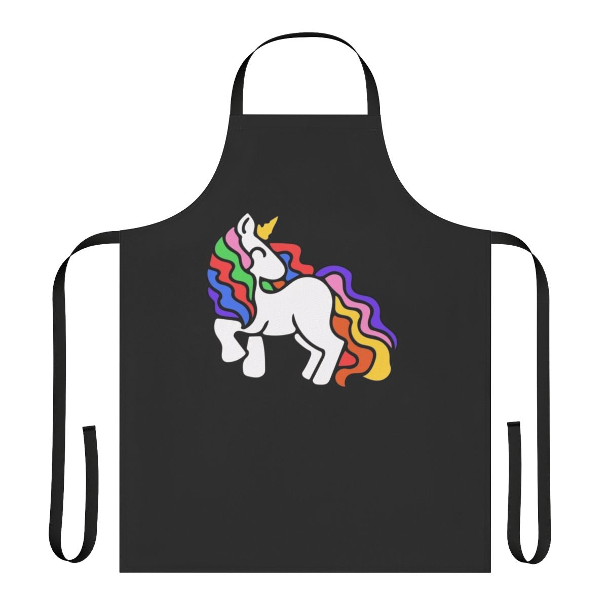 Colorful apron with a rainbow unicorn design