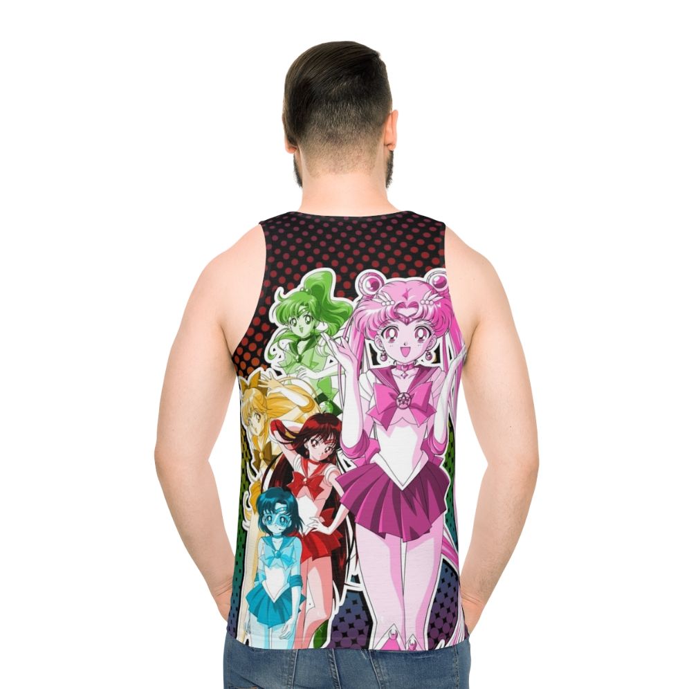 Unisex tank top with anime-inspired, vibrant, retro 90s design