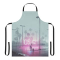 Glowing neon vaporwave apron with retro 80s synthwave aesthetic design