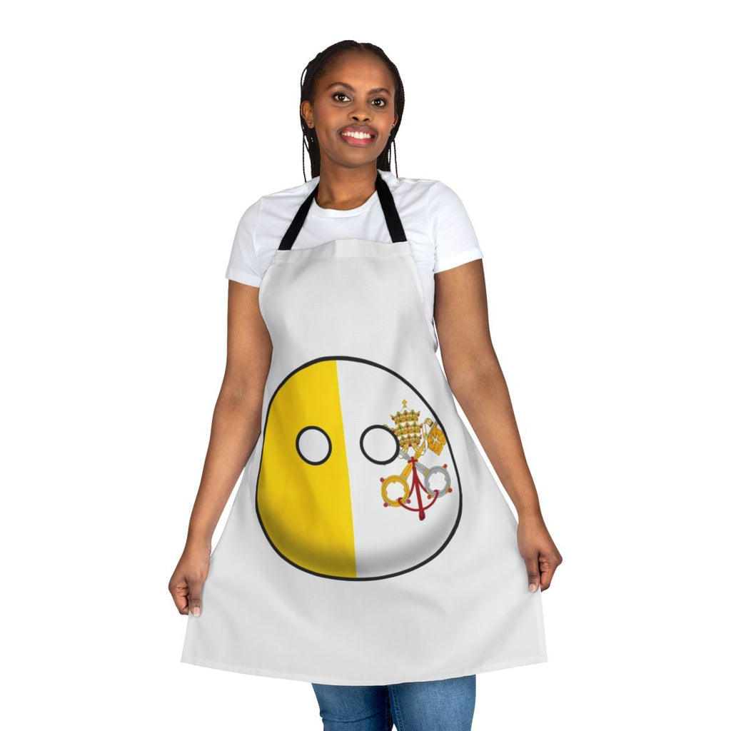 A colorful and stylish apron featuring the iconic Vatican City countryball design