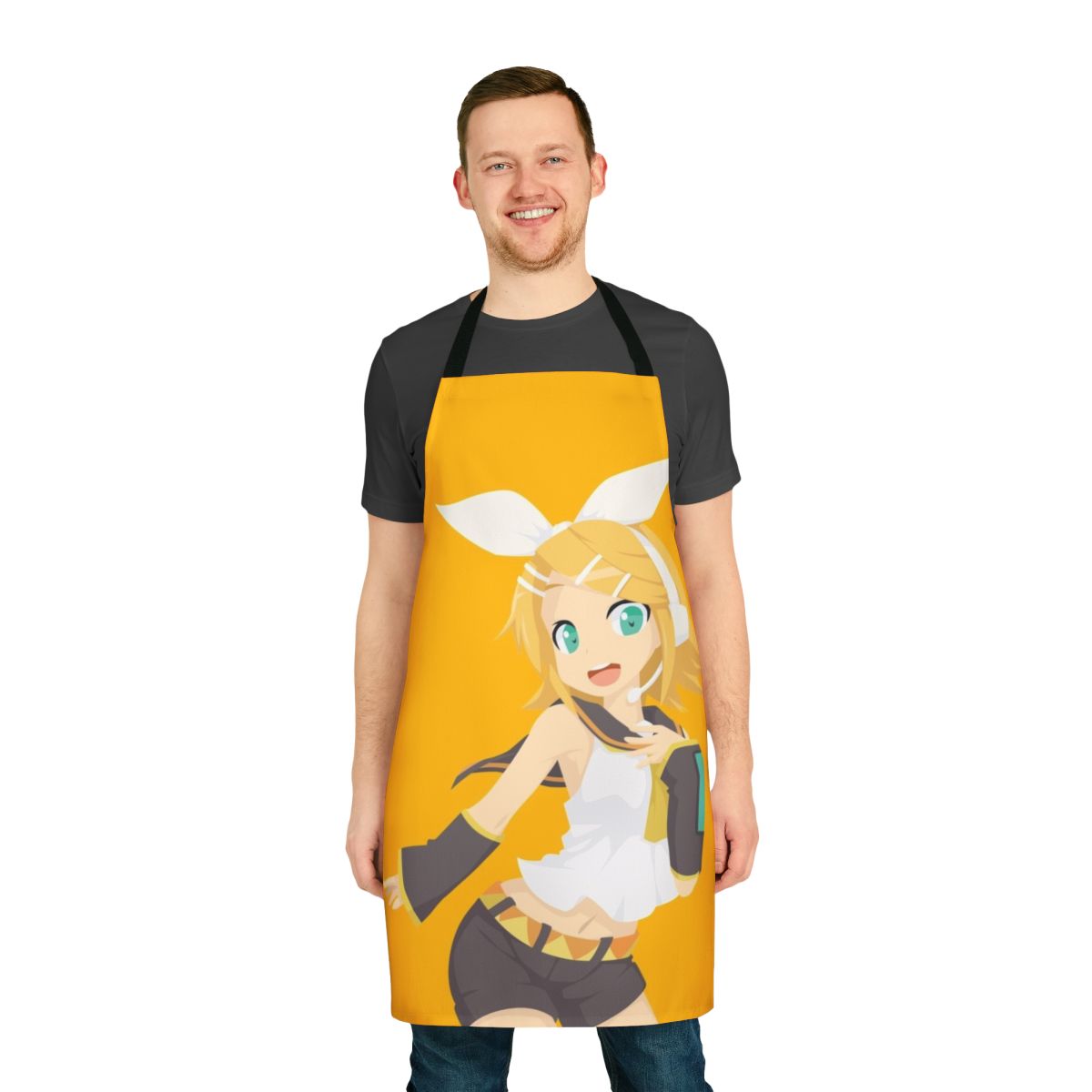 Colorful anime-style apron with yellow character design