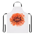 Colorful watercolor-style superhero design on an apron