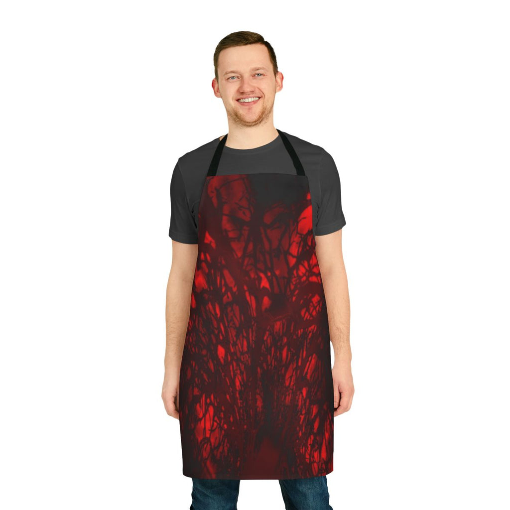 Vibrant watercolor tie dye apron with a nature-inspired zendoodle pattern and sacred geometry design