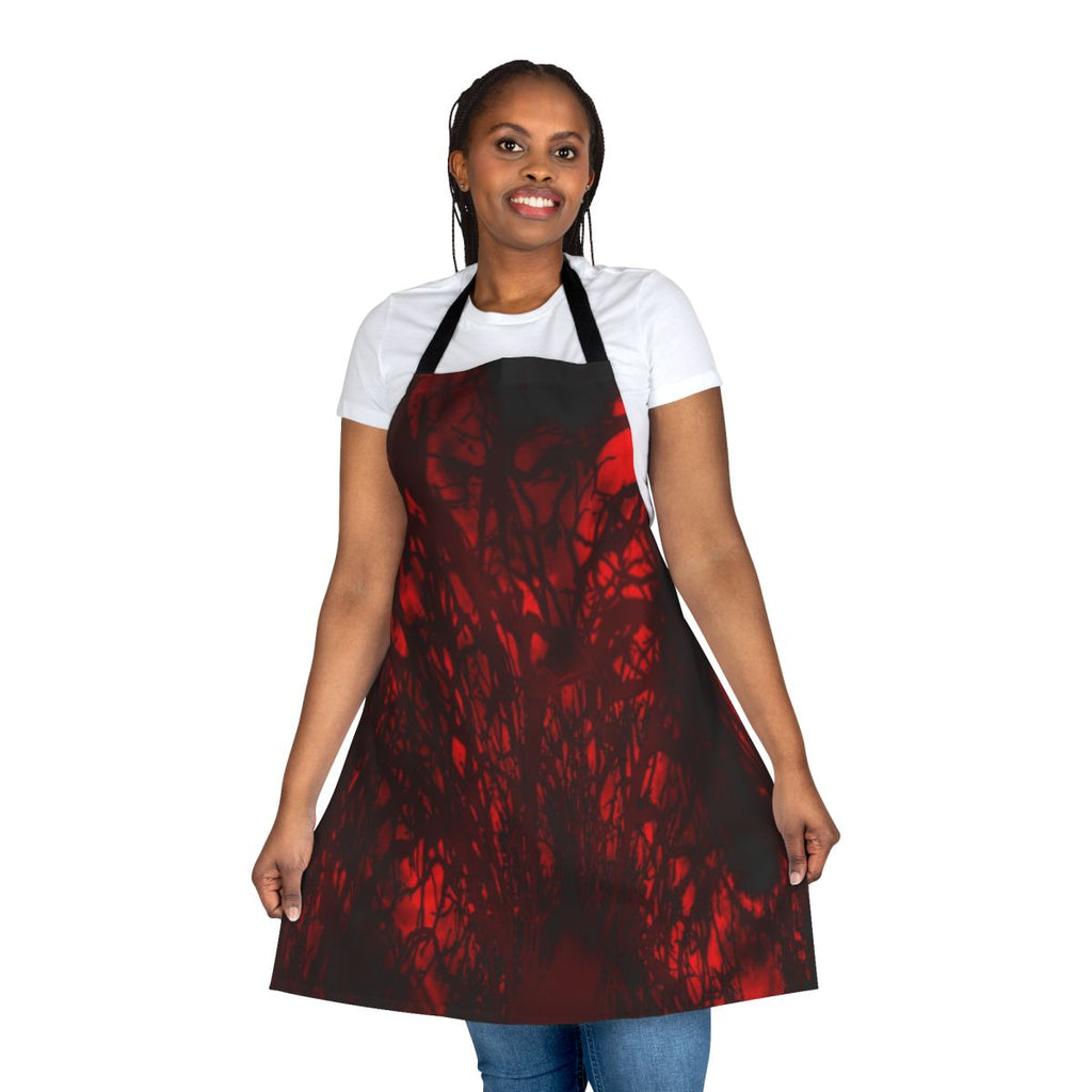 Vibrant watercolor tie dye apron with a nature-inspired zendoodle pattern and sacred geometry design