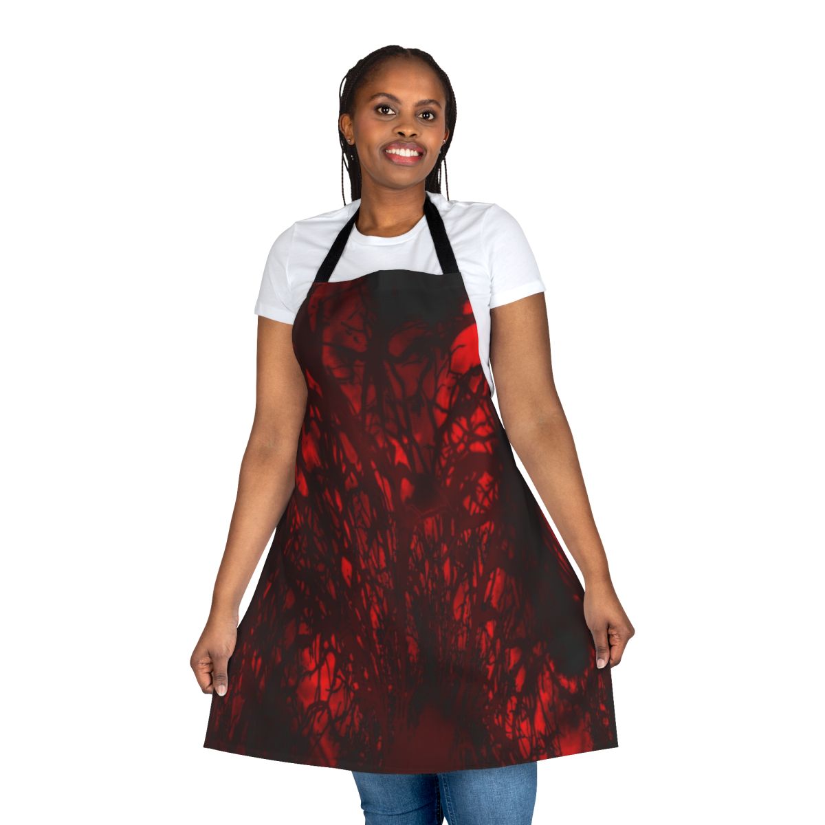Vibrant watercolor tie dye apron with a nature-inspired zendoodle pattern and sacred geometry design