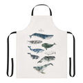 Whales Apron featuring a vibrant watercolor illustration of whales in their natural habitat.