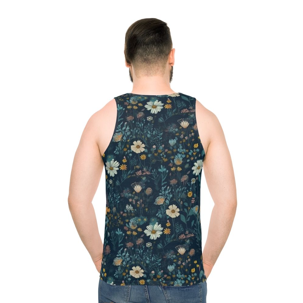 Vibrant wildflowers pattern on unisex tank top