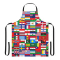 Colorful apron displaying flags from countries around the world