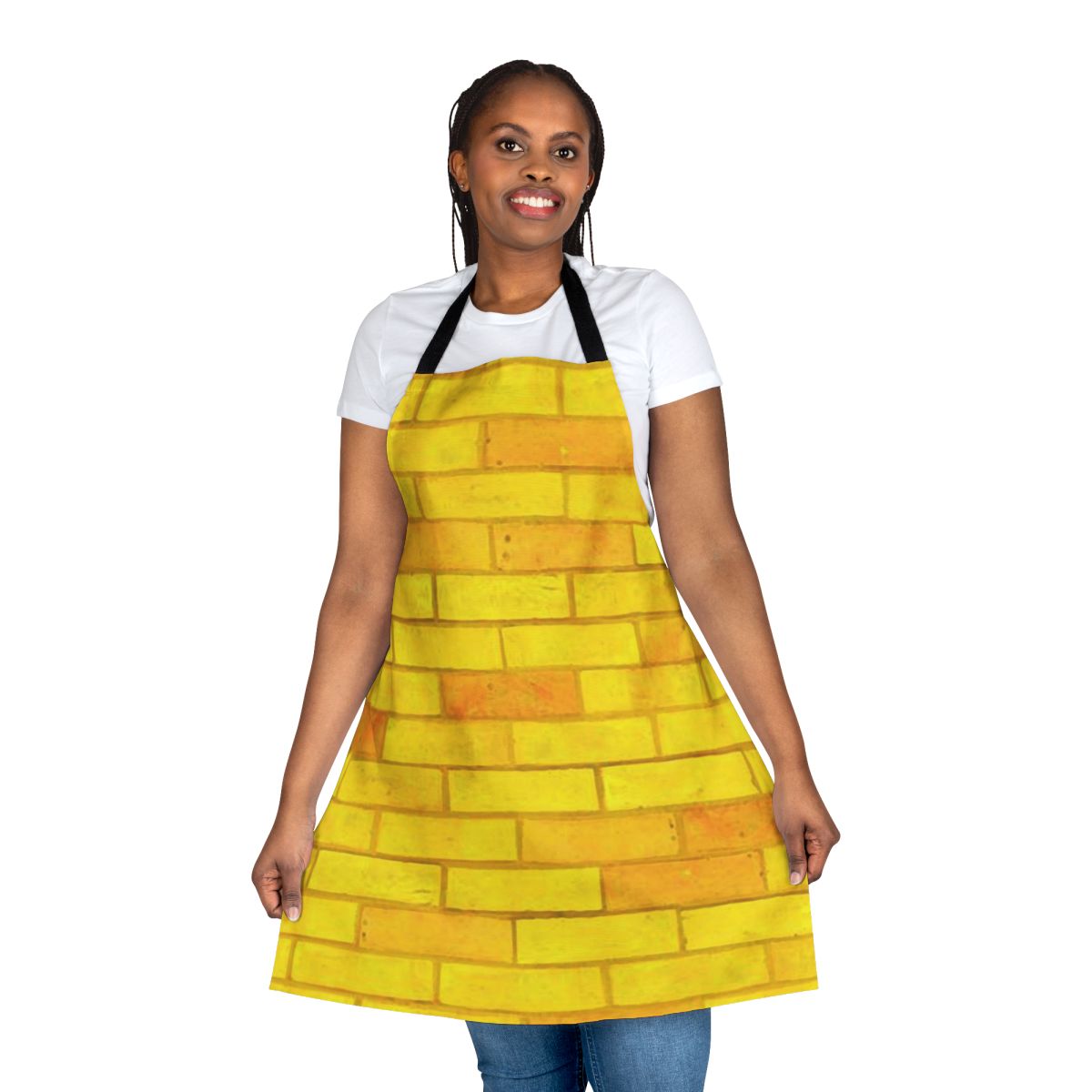 Yellow brick road themed apron featuring a classic design