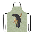 Stylish apron featuring a vintage-inspired illustration of a yellow tailed black cockatoo, an iconic Australian native bird