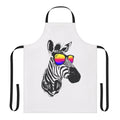Colorful zebra-patterned apron with fun, playful design