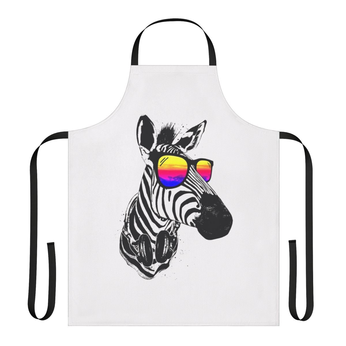 Colorful zebra-patterned apron with fun, playful design