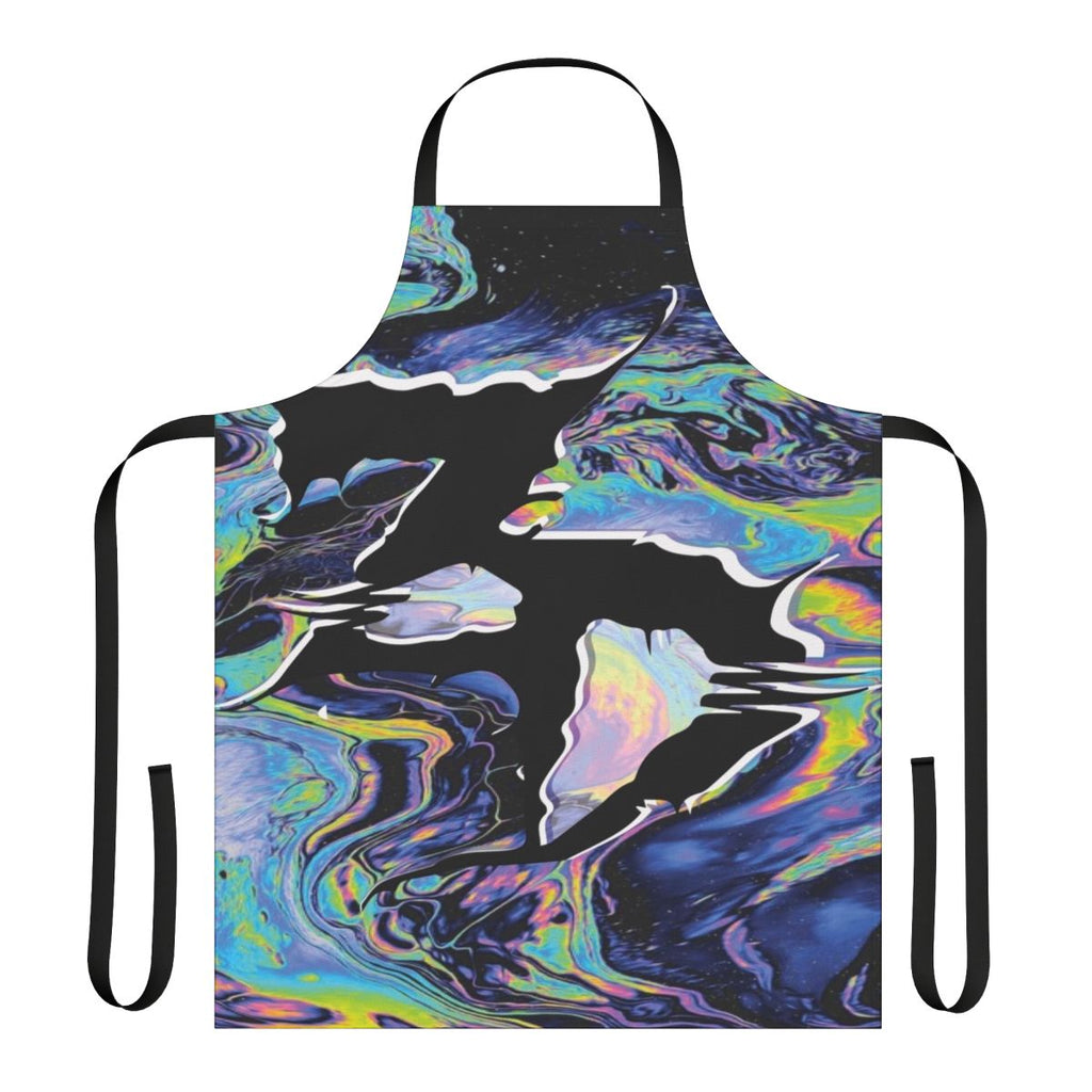 Colorful apron with Zeds Dead-inspired trippy design for electronic music fans