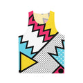 Unisex tank top with vibrant zigzag 80s Memphis pattern