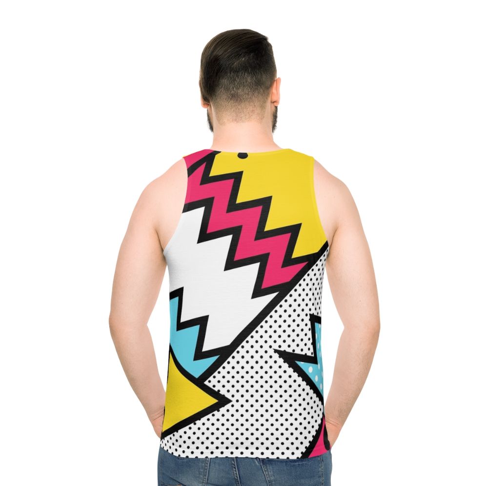 Unisex tank top with vibrant zigzag 80s Memphis pattern