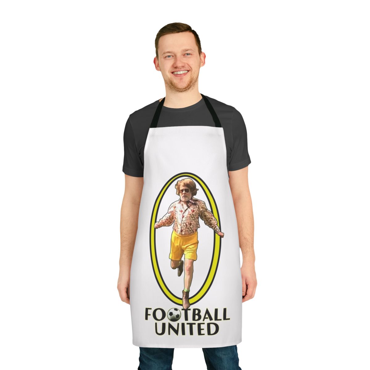 "Vic Reeves Inspired Football Apron - Humorous Kitchen Accessory"