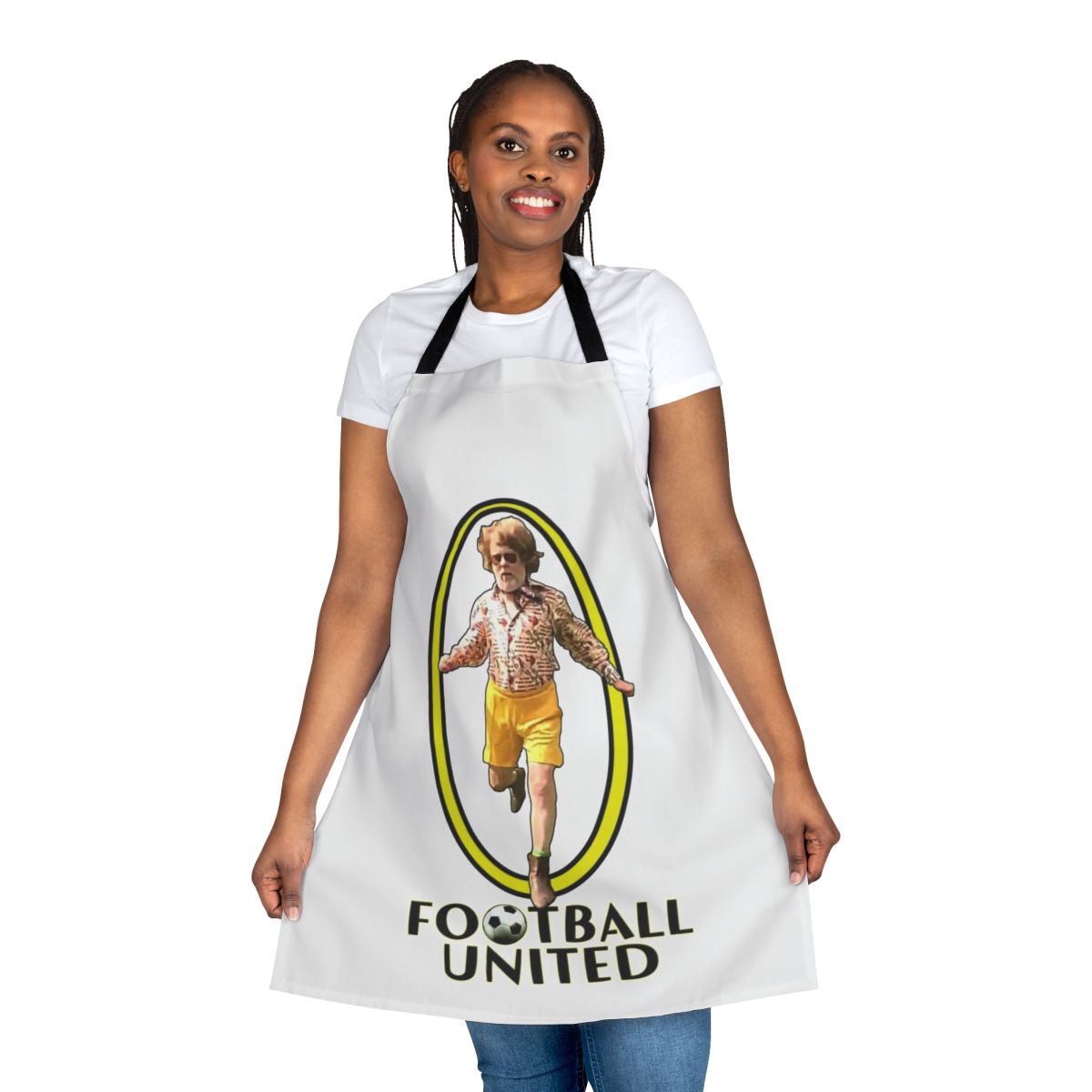 "Vic Reeves Inspired Football Apron - Humorous Kitchen Accessory"