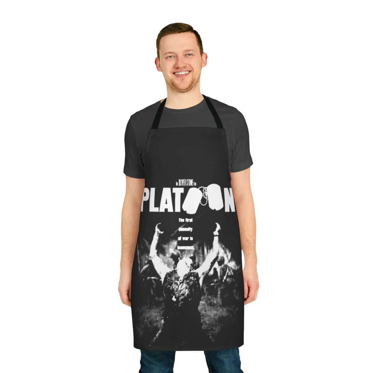Military-style apron with Vietnam War-inspired design