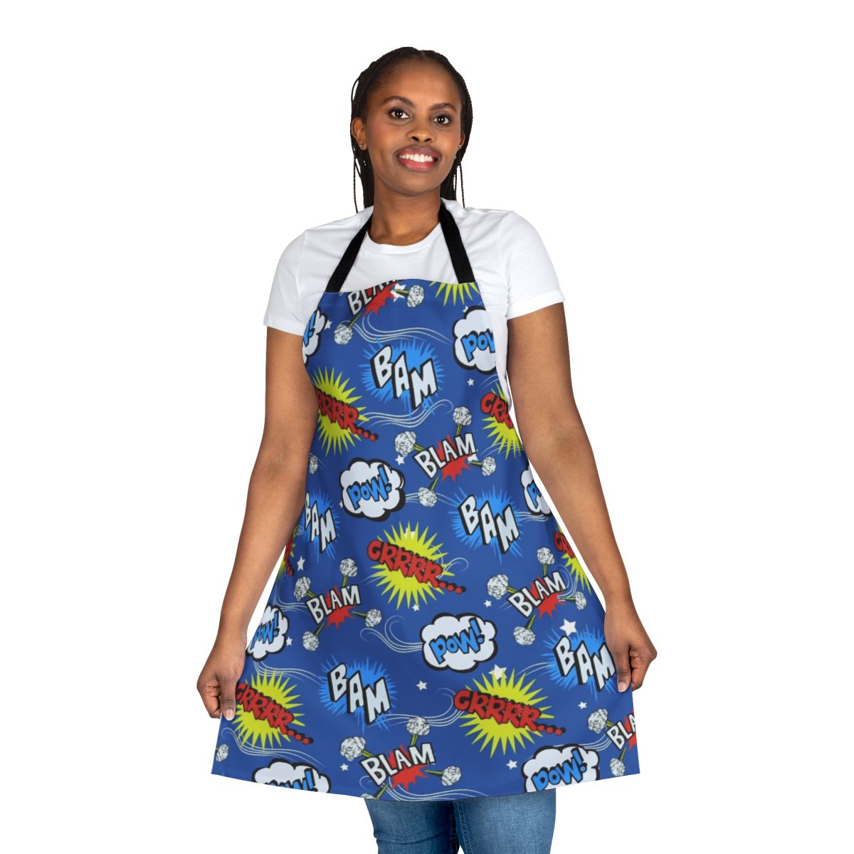 Villanelle-inspired pajama design apron with Killing Eve themes
