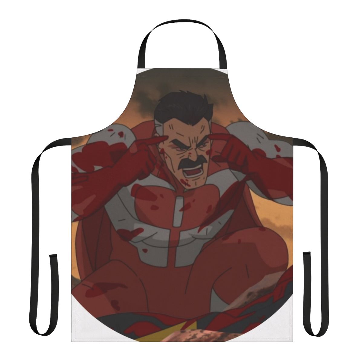 Omni Man-inspired apron with comic book and superhero graphics