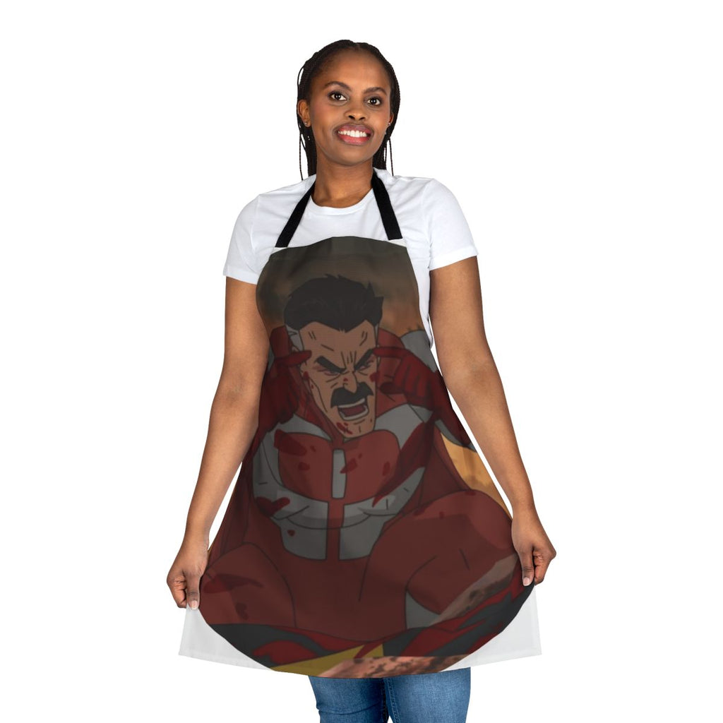 Omni Man-inspired apron with comic book and superhero graphics