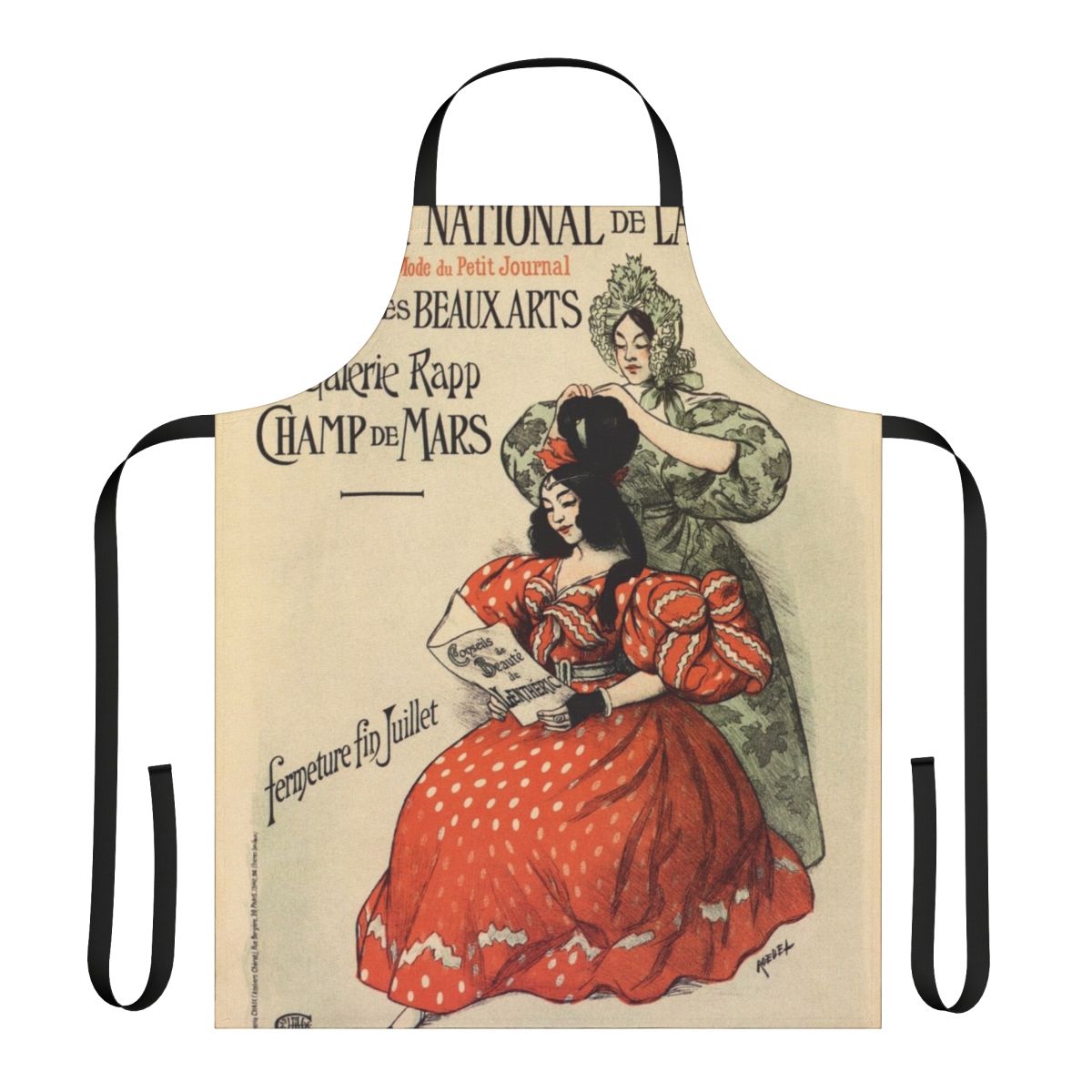 Vintage 1896 Paris Fashion Salon Apron with French fashion and historical elements