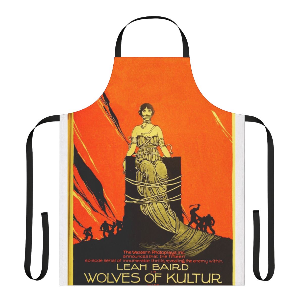 Vintage 1918 silent film "Wolves of Kultur" themed decorative apron