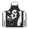 Vintage-style black and white apron inspired by the 1930s film Letty Lynton starring Joan Crawford