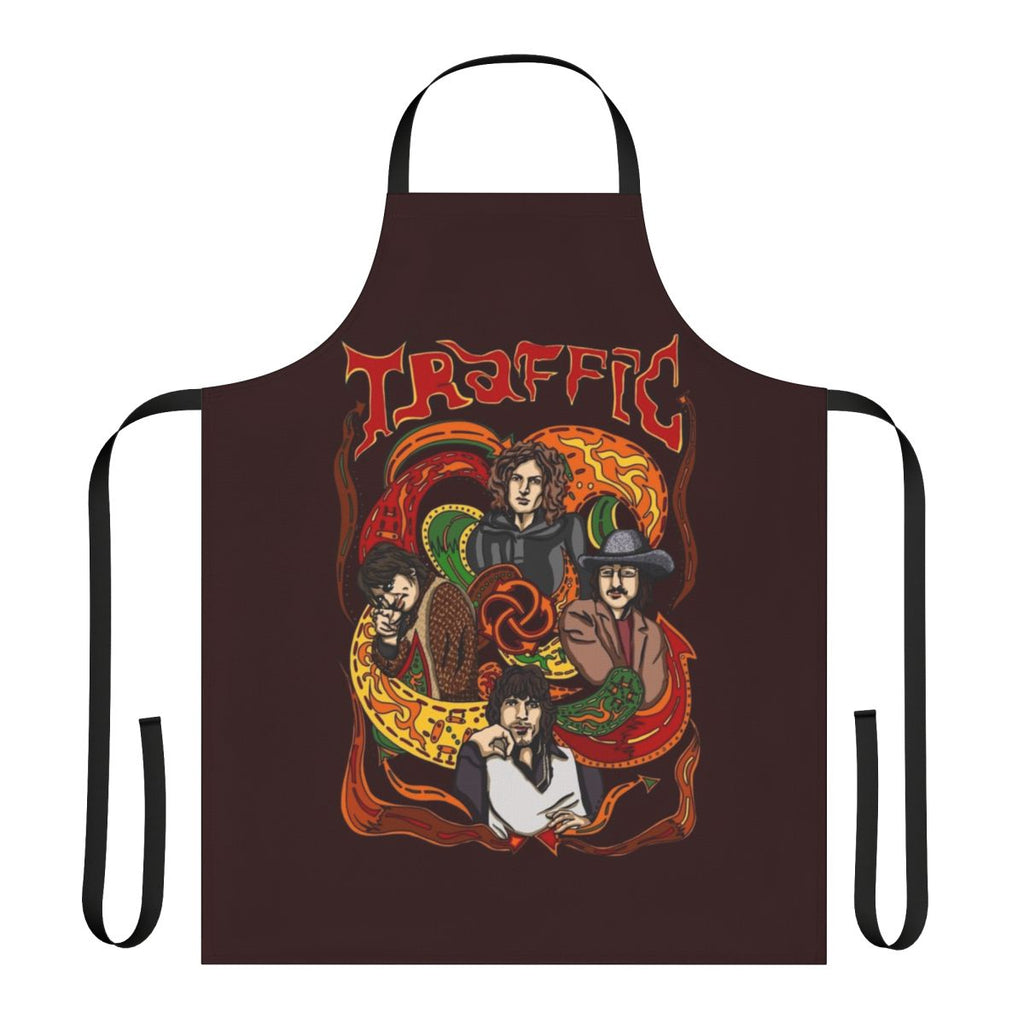 Vintage 1960s psychedelic rock inspired apron featuring the iconic Traffic band