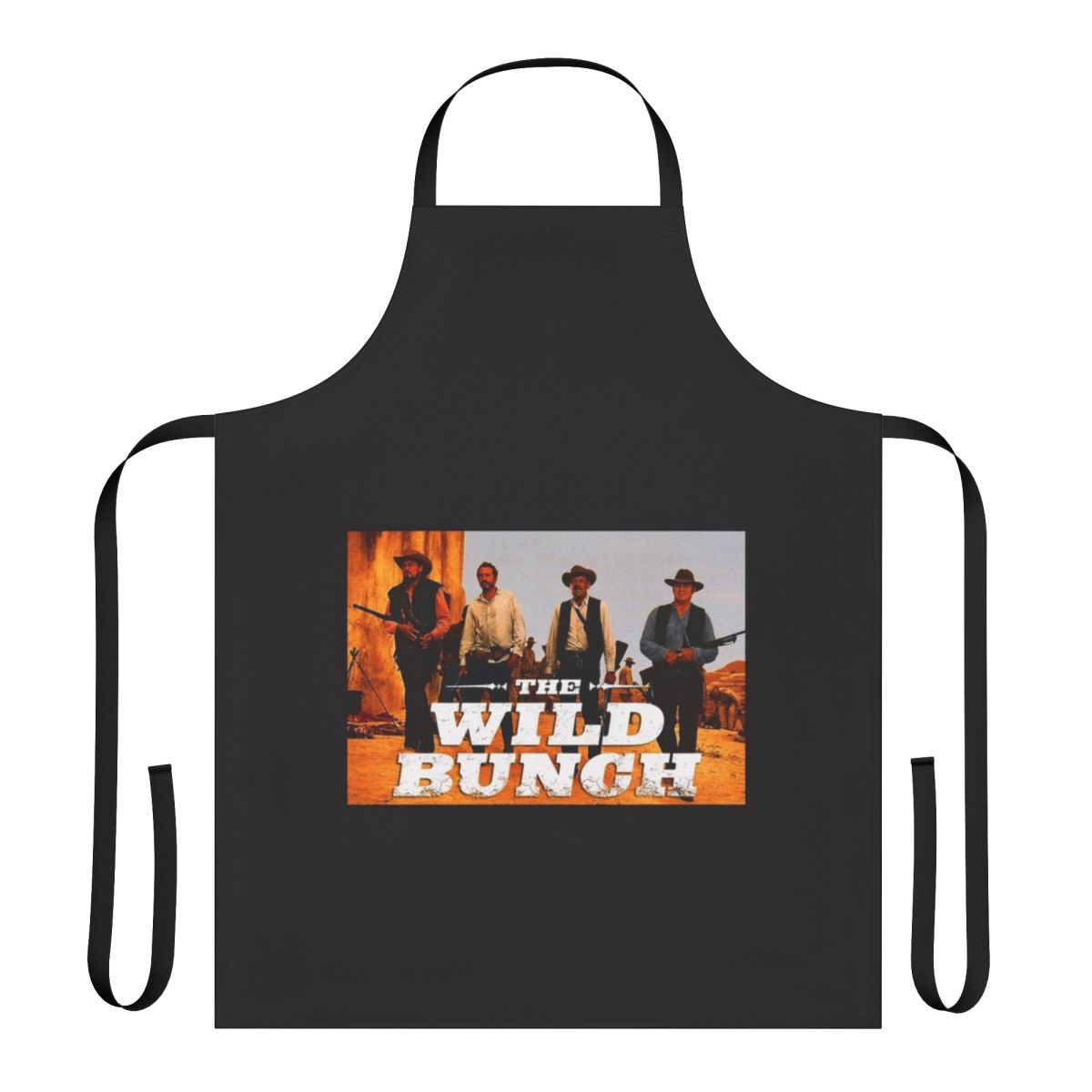 Vintage 1960s western movie-themed apron with floral and nature-inspired design