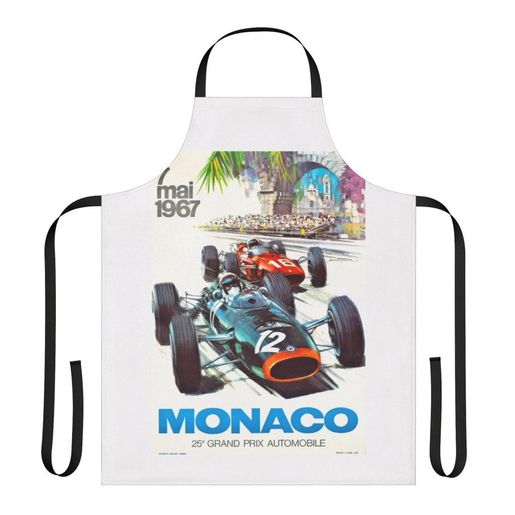 Vintage 1967 Monaco Grand Prix racing poster art featuring classic cars and motorsport imagery.